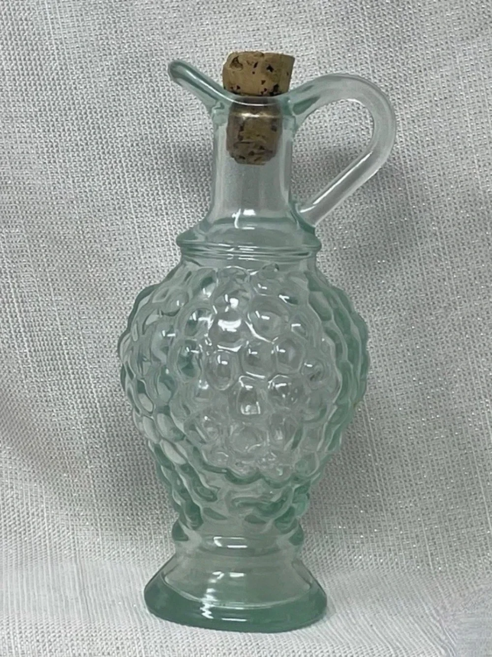 Vintage Green-Tinted Glass Grape Cluster Cruet Bottle by Vetreria Etrusca